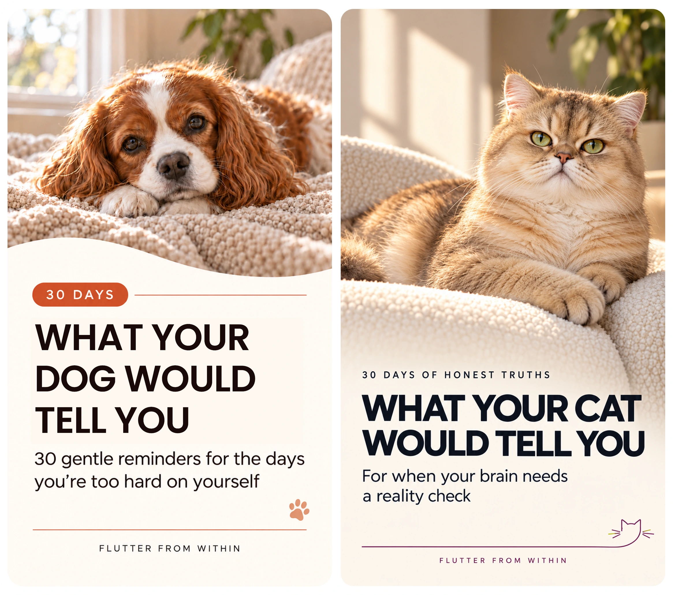 Dog and cat reminder card sets together